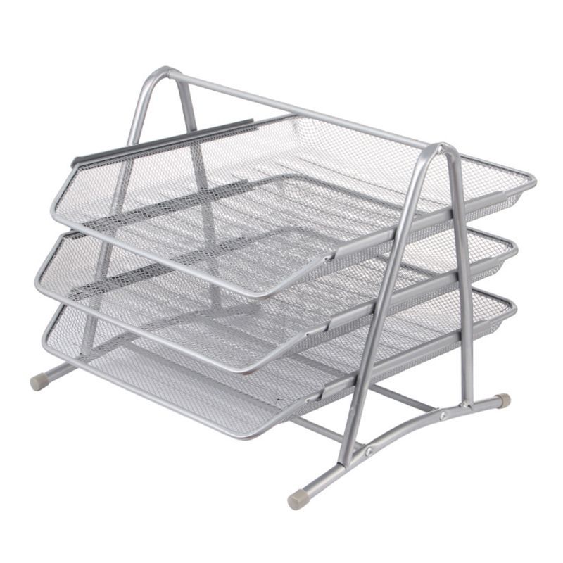 3 Tier Metal Mesh Document Rack File Holder Letter Tray for