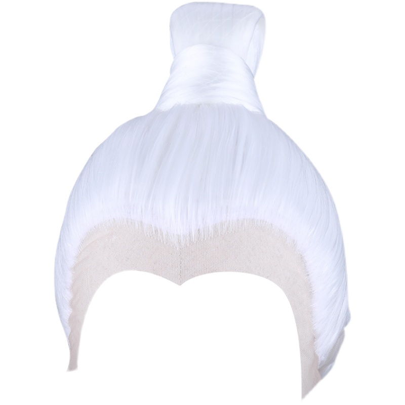 高温丝汉服古风一体式假发男花白老人全头套演出整体白发整顶复古