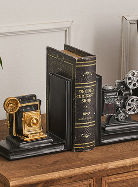创意书挡整理桌面书架书立架复古摆件怀旧立体录影机装饰品轻奢高