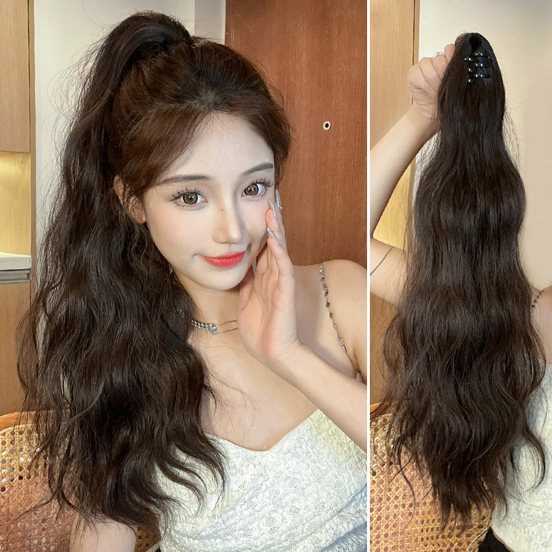 马尾假发女抓夹卷发高马尾长发辫子仿真发自然假马尾网红辣妹发尾