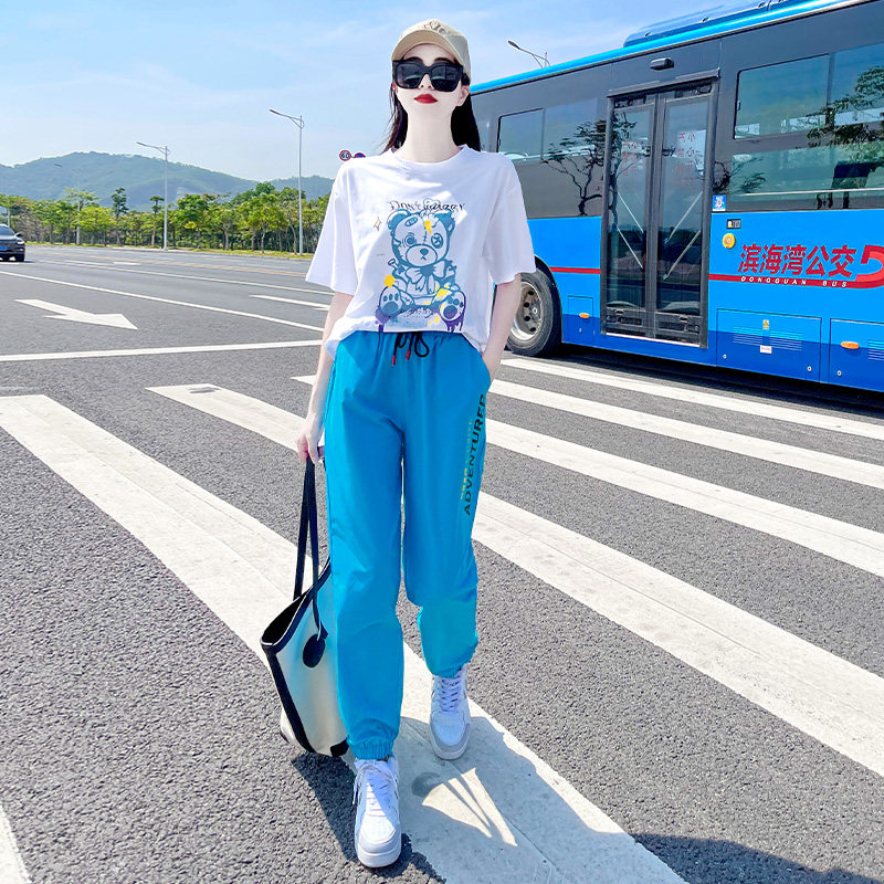 欧洲站休闲运动套装女2025年夏季新款时尚宽松短袖两件套洋气减龄