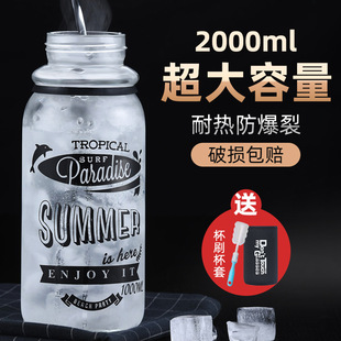 创意个性 家用茶水分离带提手ins杯子 户外透明大容量玻璃水杯 夏季
