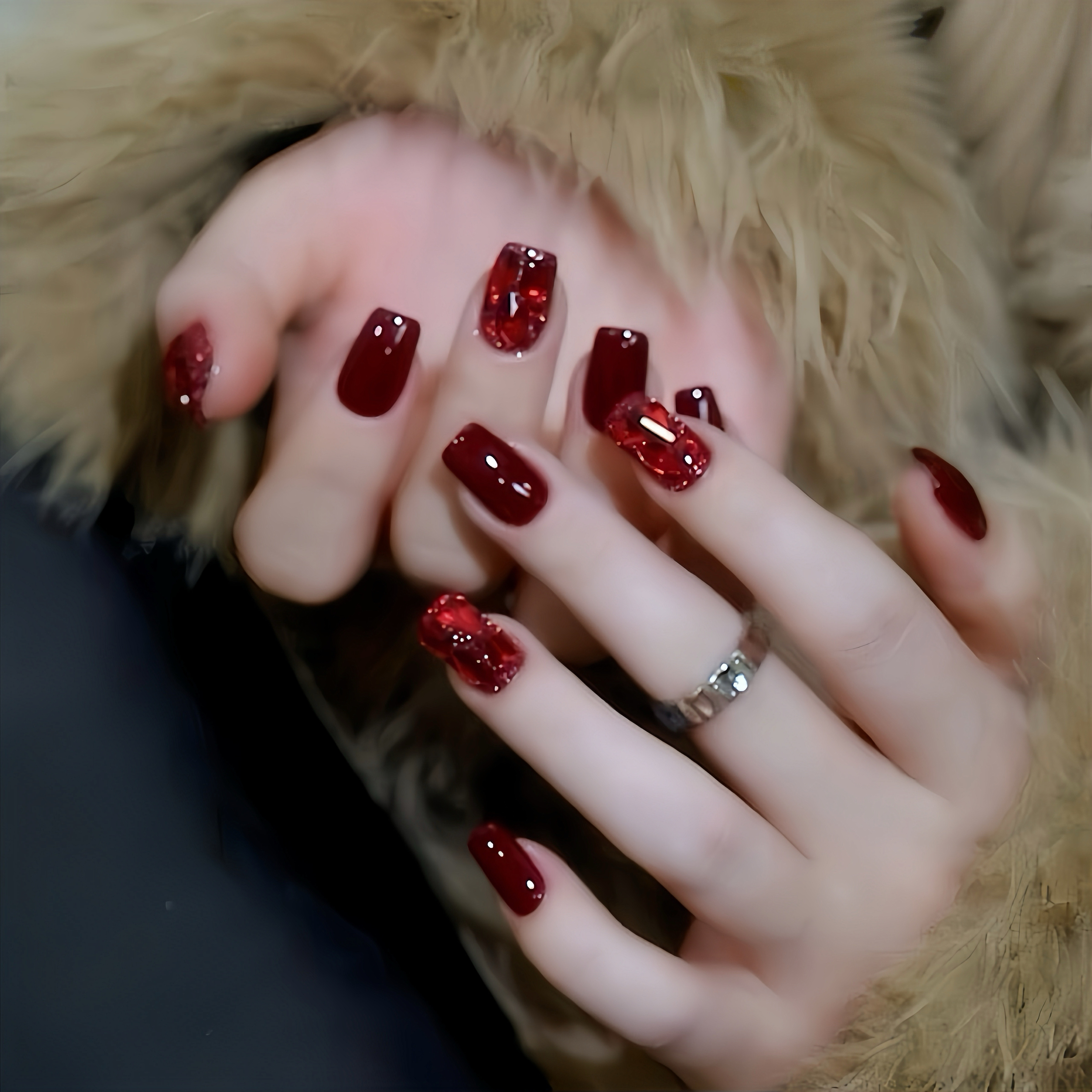 手工定制穿戴美甲短款新年战甲酒红色奢华显白婚甲新娘孕妇拆卸甲,彩妆/香水/美妆工具,穿戴甲/甲片,淘宝优惠券,粉丝福利购,淘宝优惠卷