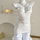 Roseberrrry小甜心 甜美碎花带胸垫包臀睡裙性感蕾丝v领少女睡衣