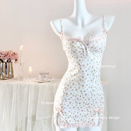 Roseberrrry春日序 纯欲风吊带睡裙女夏季碎花甜美睡衣性感家居服