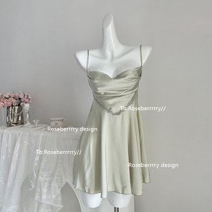 Roseberrrry旖旎 纯欲甜美显瘦提花吊带睡裙高级感带胸垫性感睡衣