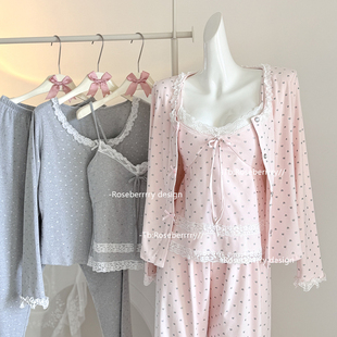 Roseberrrry桃桃奶贝 甜美少女感海岛绒家居服三件套纯欲秋冬睡衣