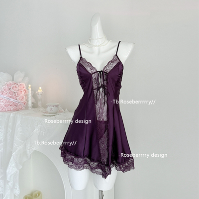 小胸带胸垫系带纯欲睡裙