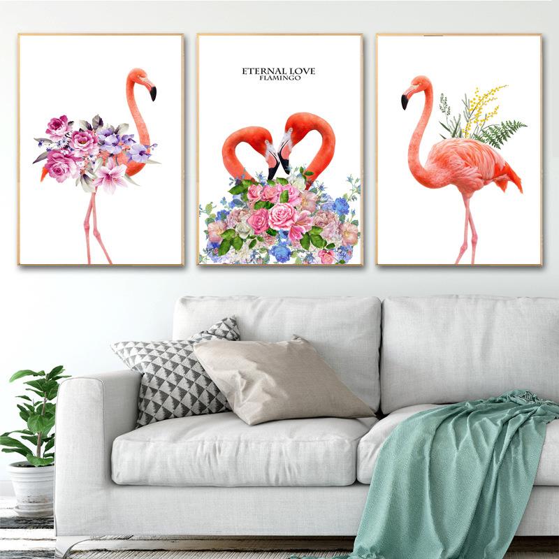 火烈鸟十字绣2024新款线绣客厅三联画小幅卧室简单新手自己绣手工
