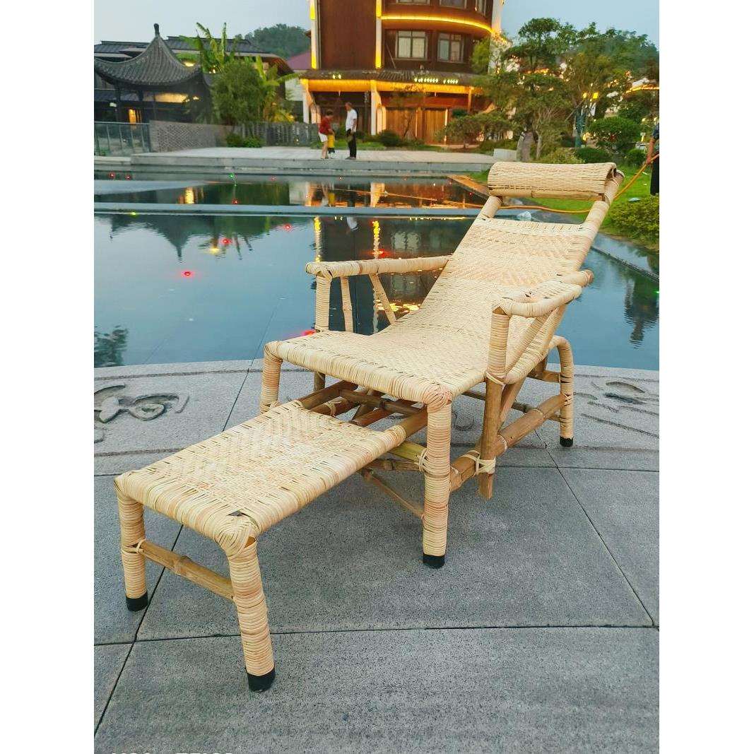 5ZV7躺椅天然藤椅单人老式老人躺椅办公午休靠背椅竹椅子懒人