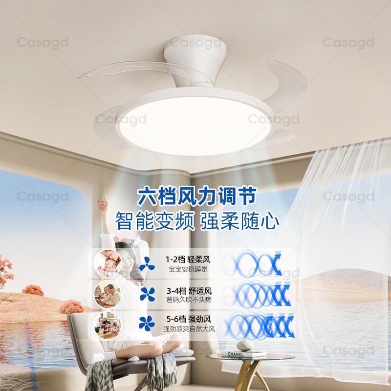 餐厅风扇灯吊扇灯现代简约奶油风卧室书房电扇灯L2025新款灯具cas