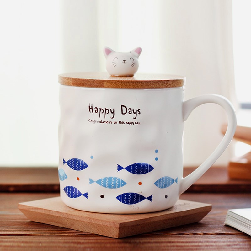 JOJOS L. lPD.Gacy.杯具猫咪卡通带盖创意陶瓷颜值马克杯丨盖西