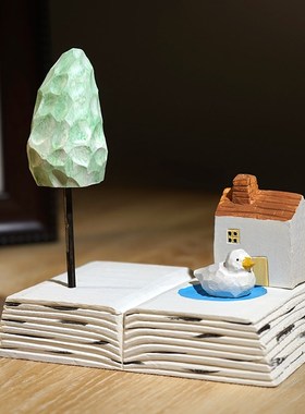 岁月静】手工木雕小爱治愈系办公室桌面工位装饰品物