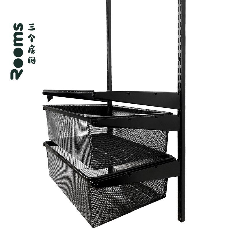 三个房间】黑色L型金属衣帽间卧室家用放式定制组装框架