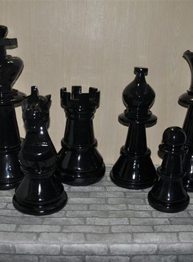 国际象棋国王皇后摆件现代装饰品家居酒吧KTV花园别墅工艺品摆设