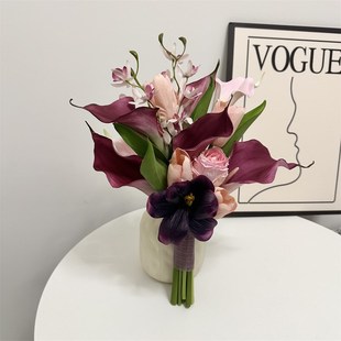 高级感森系婚礼新娘手捧 领证登记束拍照道具 湿感郁金香假