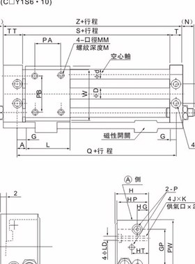TWN台氣山耐斯磁偶式无杆气缸Y缸径行程