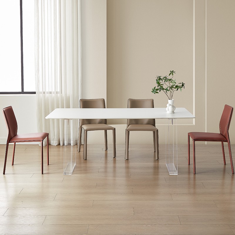 德利丰岩板餐桌椅家用现代悬浮压克力桌子奶油风小户型饭桌
