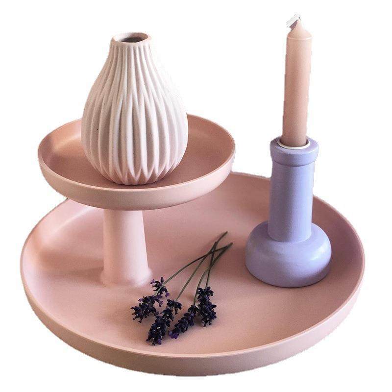 经典简约双层可旋转果盘桌面创意水果盘设计感珠光晚餐浪漫托盘,餐饮具,盘,淘宝优惠券,粉丝福利购,淘宝优惠卷