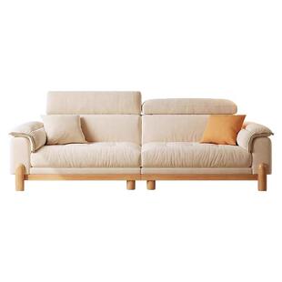 日式中古风布艺沙发直排小户型奶油客厅实木豆腐块北欧家居家具