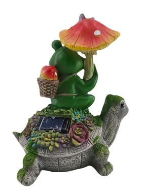 户外太阳能多肉乌龟雕像树脂工艺品动物园林花园庭院灯摆件