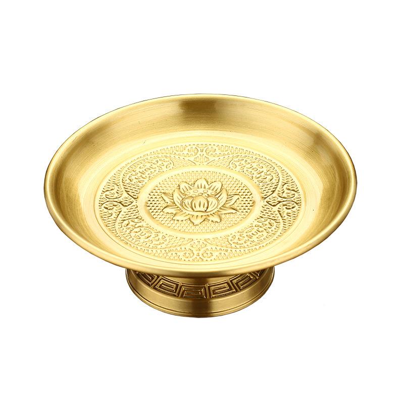 黄奉铜供盘佛前家用供果盘供佛佛TGP果水盘龛佛具财神贡盘莲花贡