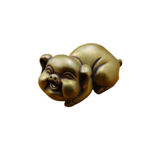 实件心手福猪把件可mp1231爱家居小摆铜茶宠黄铜生肖小猪金猪摆件