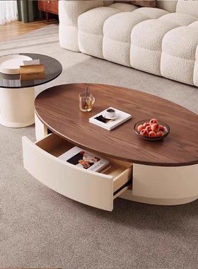 简约古风椭圆实木小茶几家用客轻奢小户型中现代形高WGW厅级创意