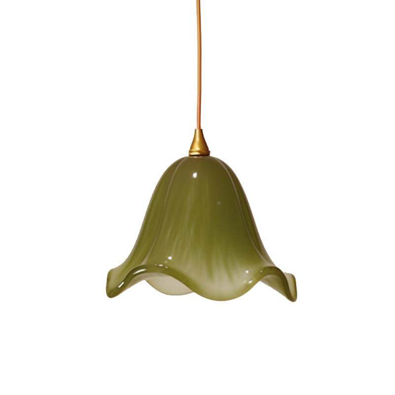 绿色复古床头吊渐变绿玻g璃灯小917吊灯裙摆设计餐厅氛围关灯c玄a,家装灯饰光源,智能吊灯,淘宝优惠券,粉丝福利购,淘宝优惠卷