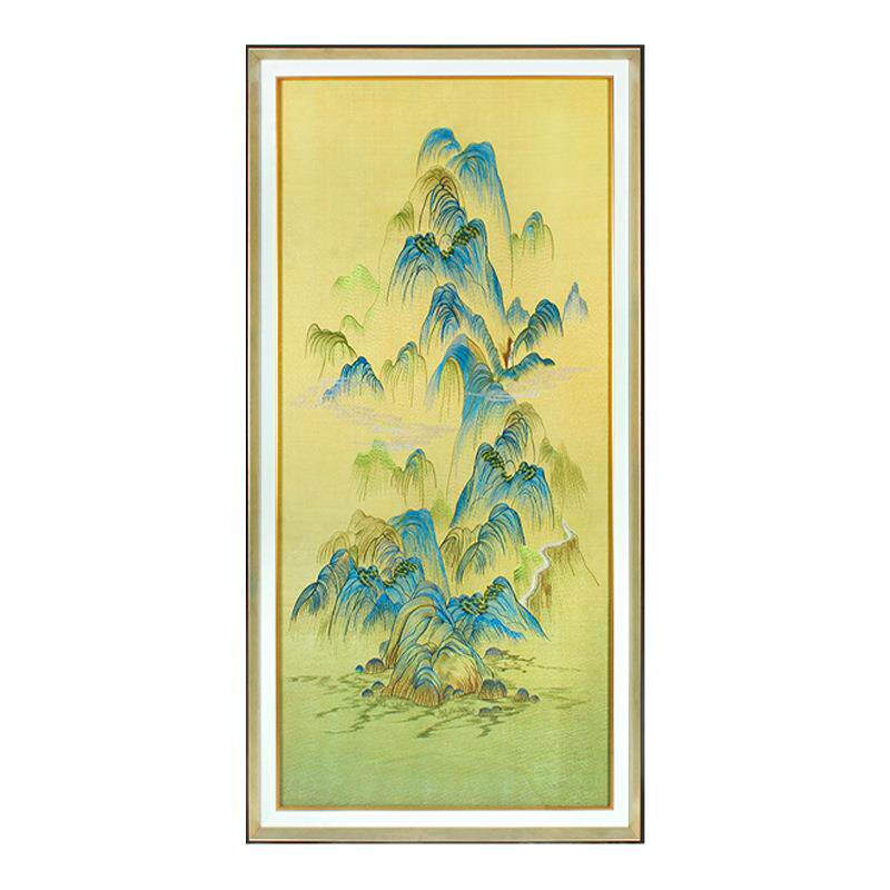 新中式玄关装饰画织锦绣荷花挂画高档山水画刺绣走廊入户过道壁画