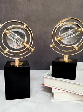 轻奢家面居摆件玄关室厅会所办公TLO桌装饰品创意大理石客水晶地