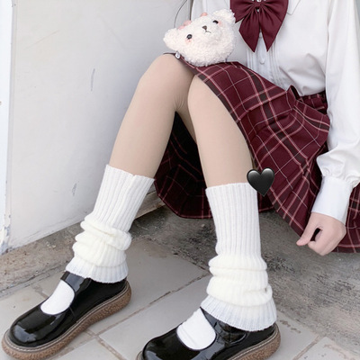 甜美软妹毛球堆堆袜洛丽塔护膝袜套jk小腿袜子中筒秋冬日系lolita