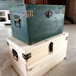 木箱子带锁实木j收纳箱家用大号复古装饰道具储物箱定做木箱百宝