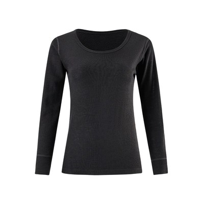 女可机洗美利奴羊毛打底衫秋衣低领圆领长M袖罗纹恒温保暖抑制体