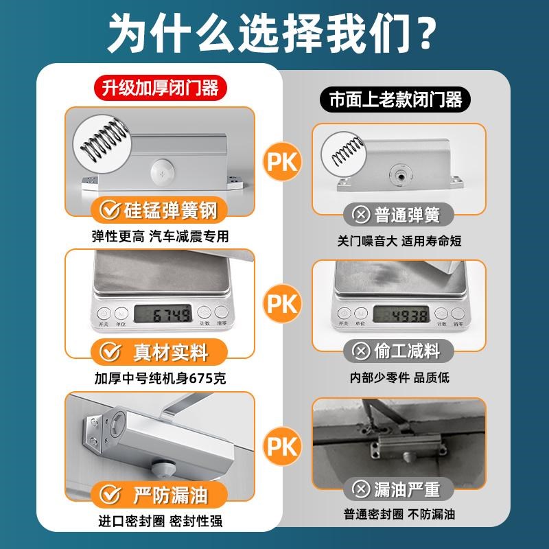 玻璃门闭门器缓冲阻尼器自动关门缓冲器免K打孔无框防撞回弹固定