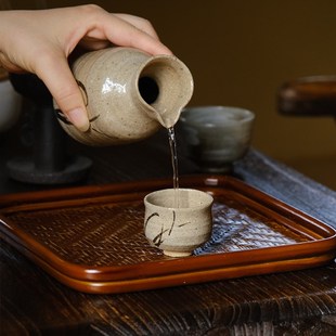 竹编宋席席面家用功夫茶具干A泡壶承茶盘托盘餐盘茶杯盘茶配 日式