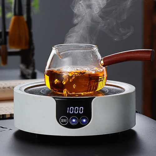 玻璃公道杯木把加厚耐热公道杯y茶漏一体分茶器茶海茶壶煮茶器侧