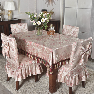 欧式高档轻奢红色婚庆大圆桌红木桌子桌布转盘餐桌V布艺圆形台布