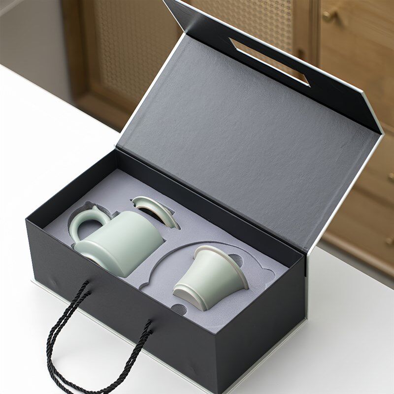 过滤杯精品汝f窑陶瓷茶水分离泡茶杯带盖过滤健康办公神器礼品装