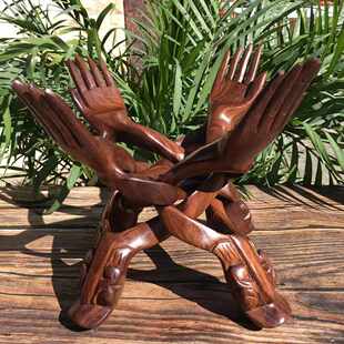 果盘架子支架托架底座实木根雕佛手整体花架手工艺品摆件新疆包邮