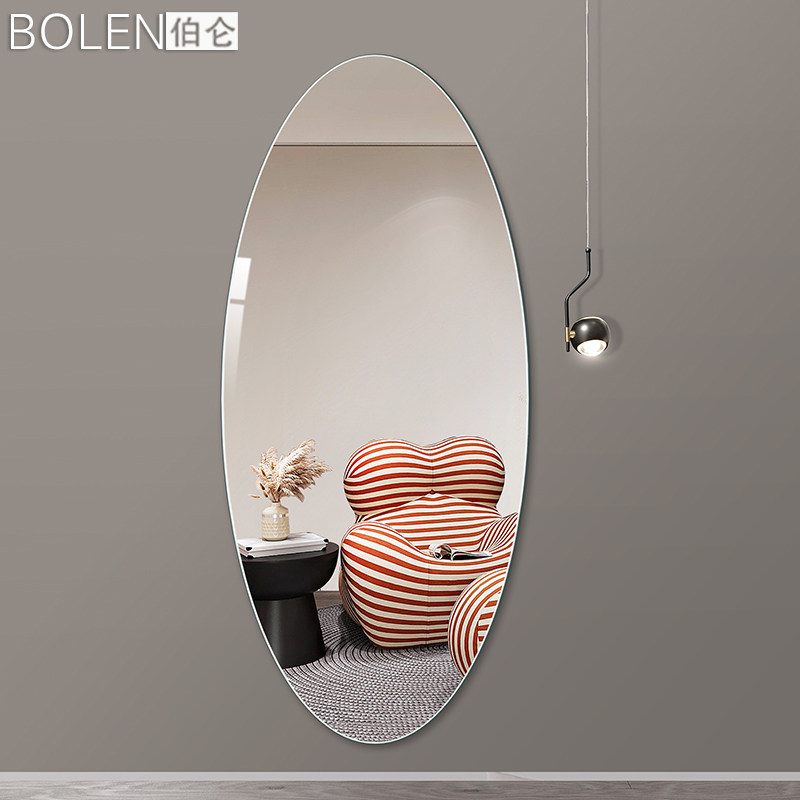 椭圆穿衣镜落地镜家用壁挂墙贴墙试衣镜in风卧室镜子全身镜