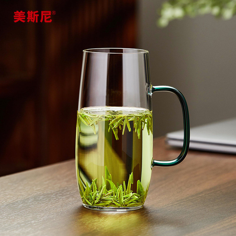 美斯尼玻璃杯硼硅绿茶杯家用泡茶杯子耐温水杯男士喝水杯