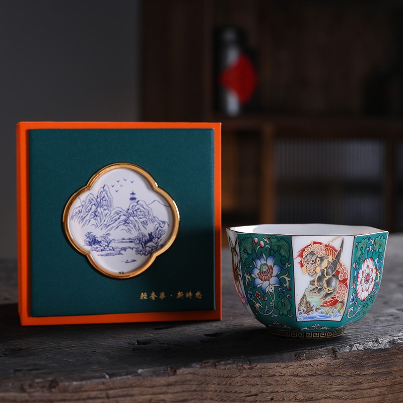 珐琅彩杯单杯礼复古扒茶盏端杯品茗杯