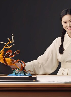 朱炳仁铜 鹿王金鸿 鹿酒柜装饰品客厅办公桌面家居乔迁礼品