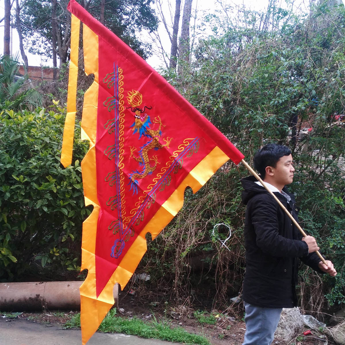 面刺绣角龙旗 古装旗 旗龙凤旗层面 电脑 彩旗