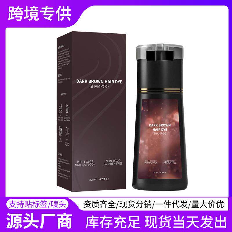 独立站亚马逊爆款无标染色洗发水温和不沾头皮不伤发上色剂一彩膏