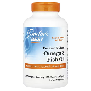 Doctor's Best全净和清洁 Omega-3 鱼油120 粒海洋软胶囊
