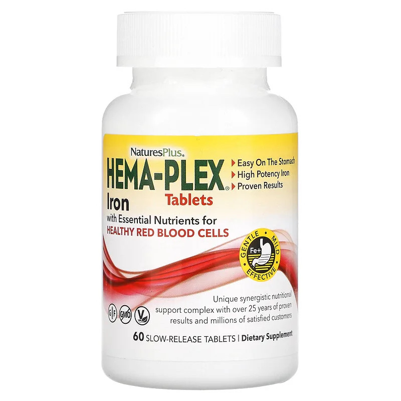 NaturesPlus Hema-Plex铁复合物，60 片缓释片图片