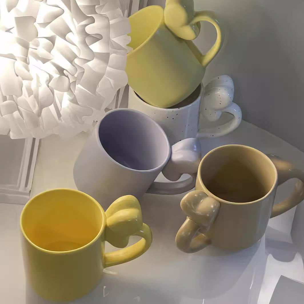北欧陶瓷马克杯陶瓷胖胖蝴蝶杯可爱女生杯子情侣咖啡杯陶瓷水杯