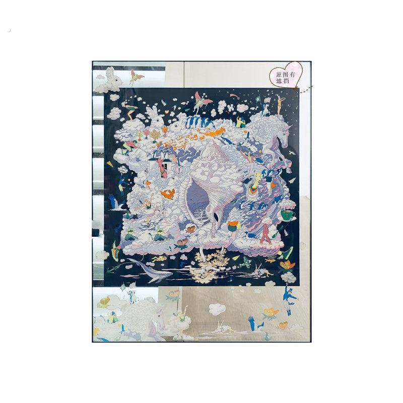 丝巾装裱无失真裱框爱90相框装裱马画 画框定制压克力六面体立体